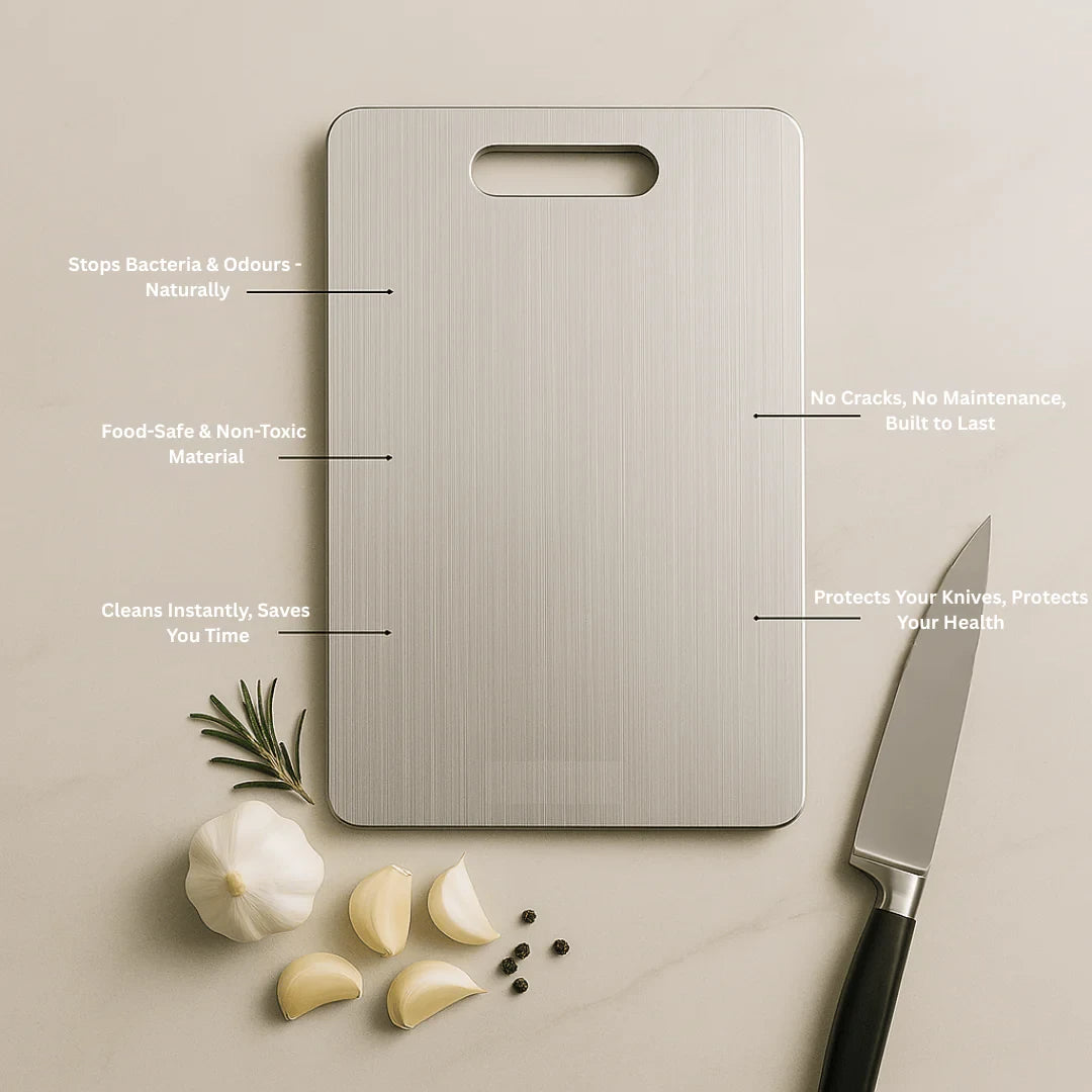 🚚 You Just Enjoy the Unboxing!Titanium Alloy Cutting Board – Ultra-Durable, Hygienic & Knife-Friendly Kitchen Essential